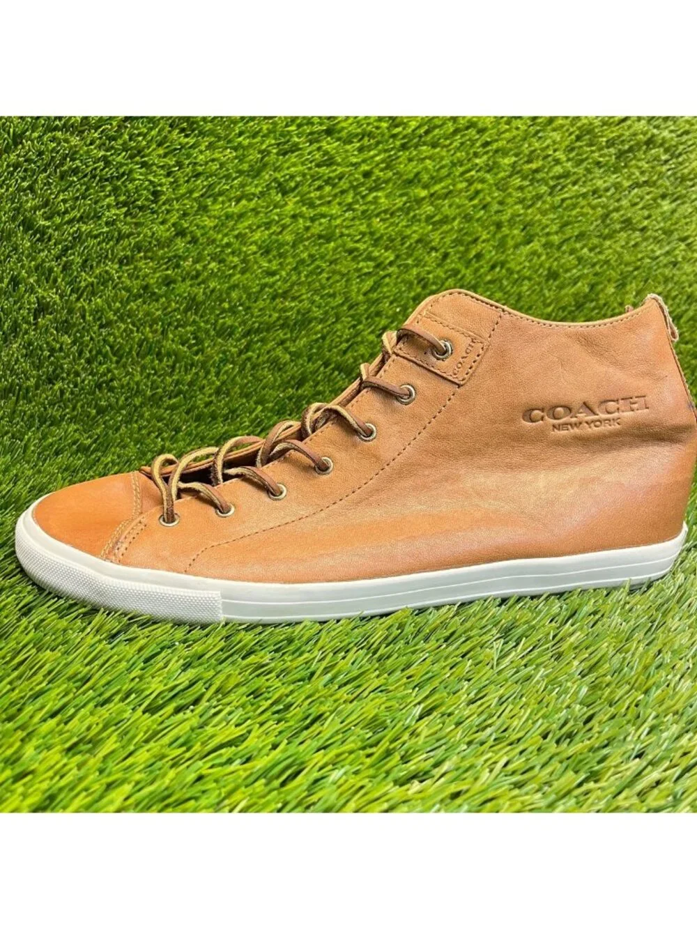 Coach Brenna Womens Size 11 Brown Athletic Leather Lace Up Shoes Sneakers